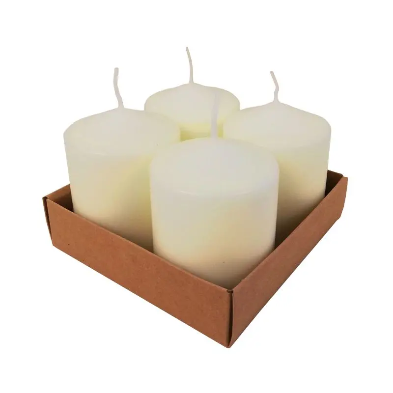 Assorted 8cm Pillar Candles – 4-Pack