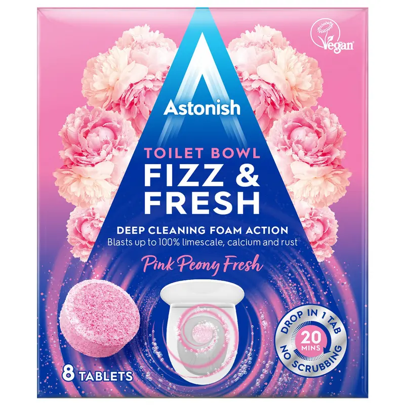 Astonish Fizz Fresh Pink Peony Toilet Bowl Cleaner Tablets (8-Pack)
