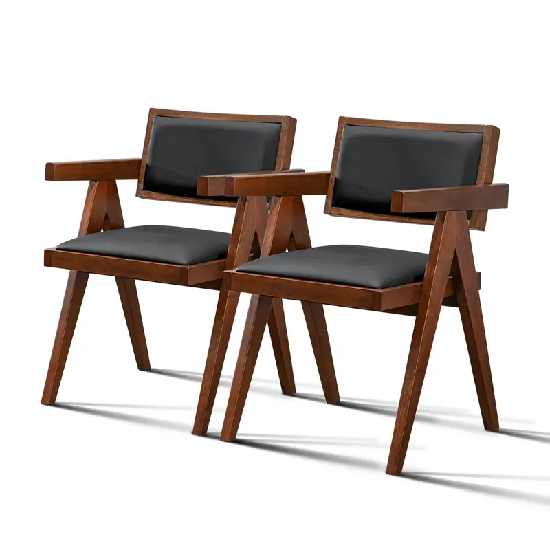 Athena Black and Brown Dining Chair Pair