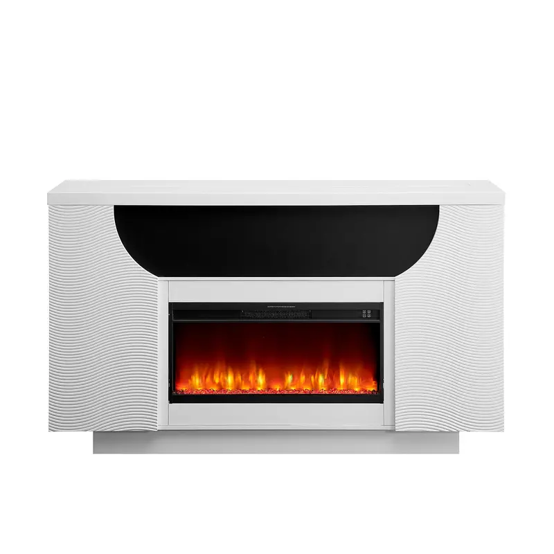 Aurora Electric Fireplace TV Stand with Adjustable Heat & Color-Changing LEDs – White