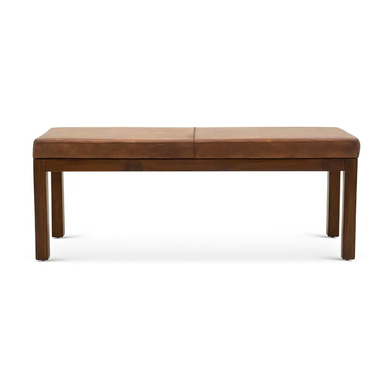 Austin Textured Bench with Linear Detailing – Antique Brown and Rustic Tan