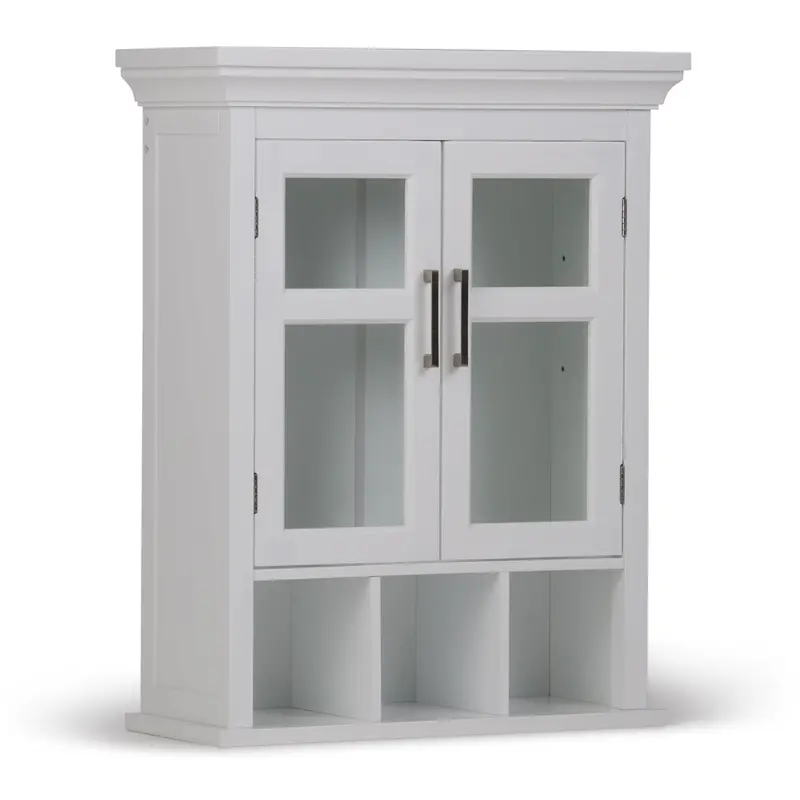 Avington Pure White 2-Door Wall Cabinet with Open Cubby Storage