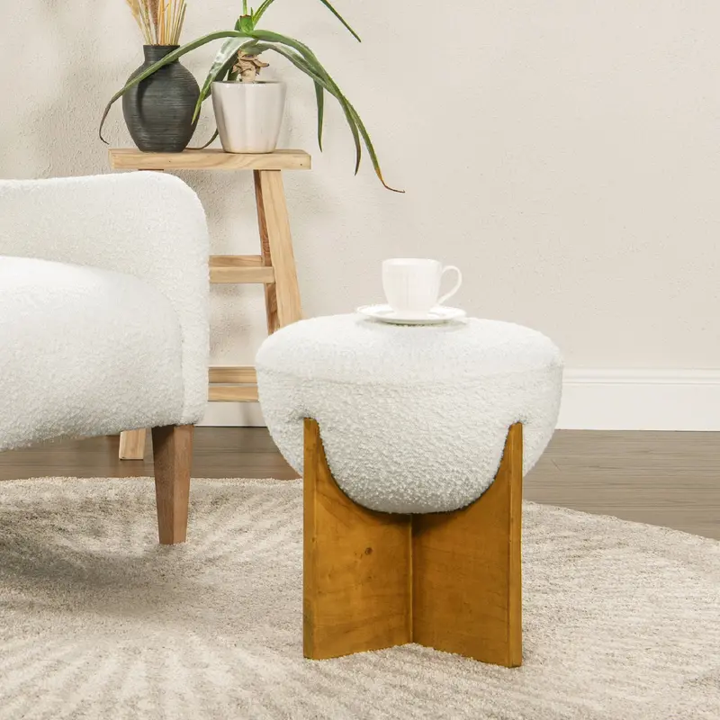 Bali Round Upholstered Footstool Ottoman