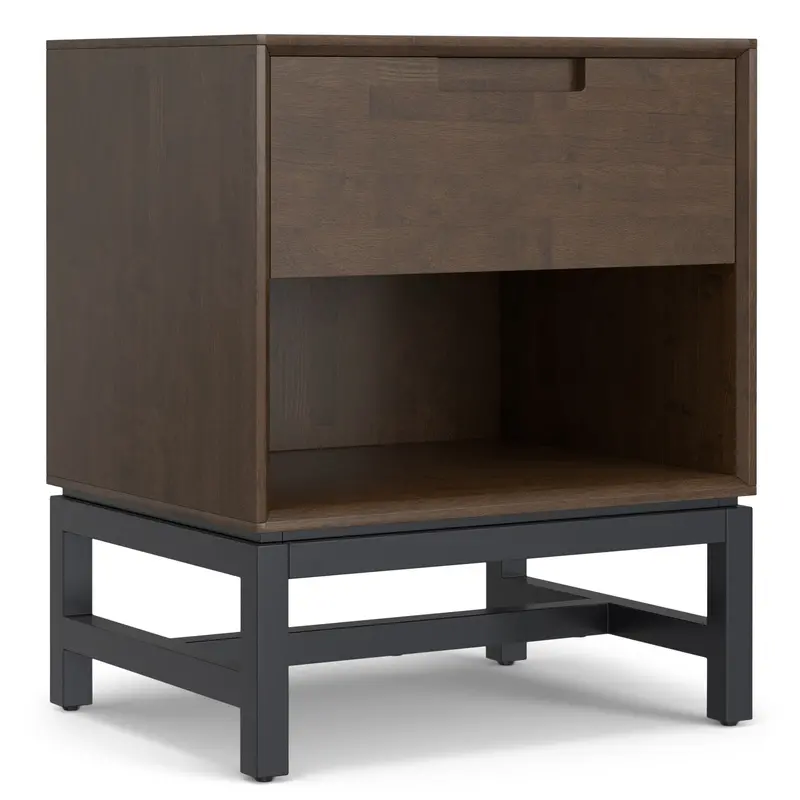 Banting Walnut-Brown Nightstand with Refined Wood Grain