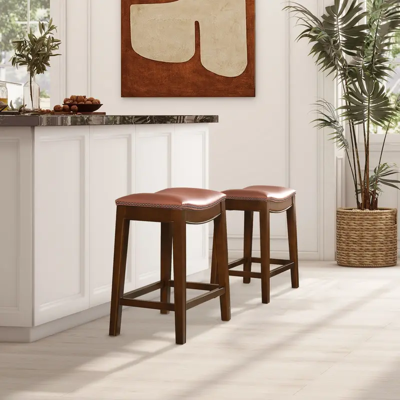 Barlow Brown Backless Counter Stool – Saddle-Style Bar Seating