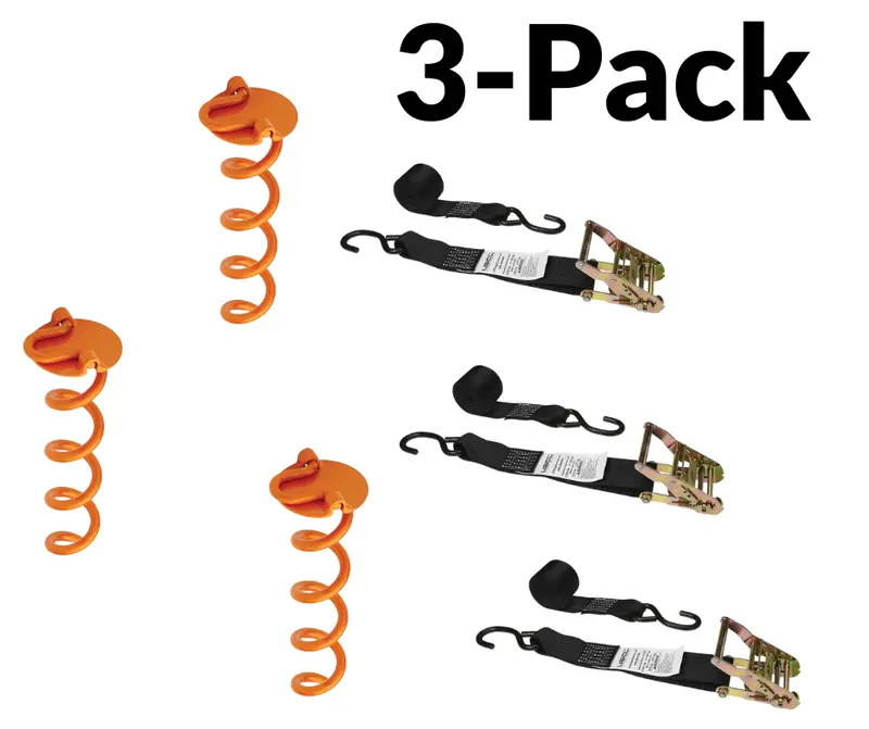 Beast High-Power Trampoline Anchor Kit (3-Pack) – Wind-Stabilizing Ground Anchors