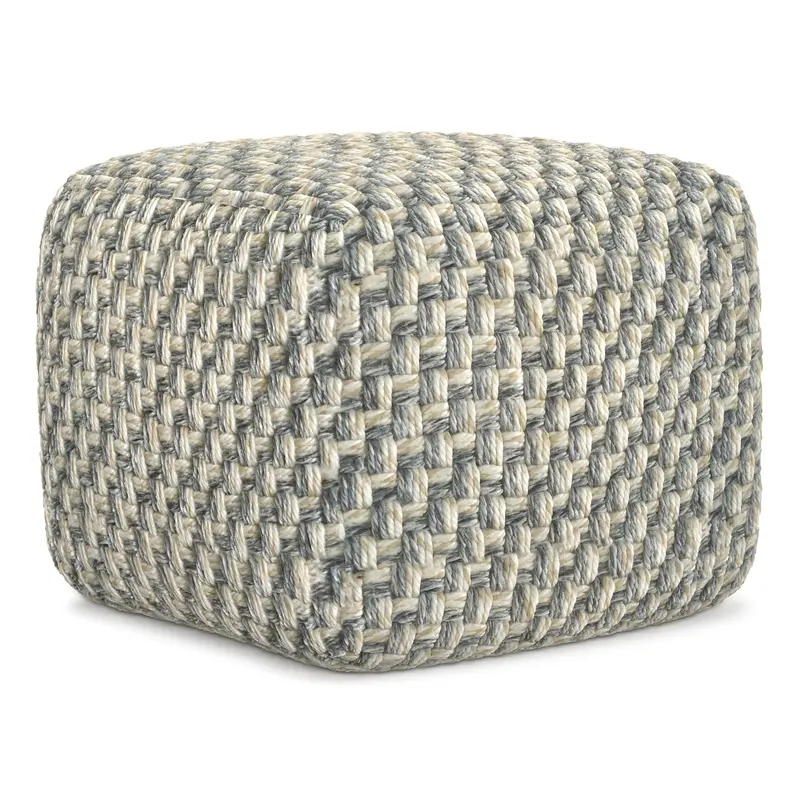 Beatrix Multicolor Square Pouf – Textured Fabric Accent