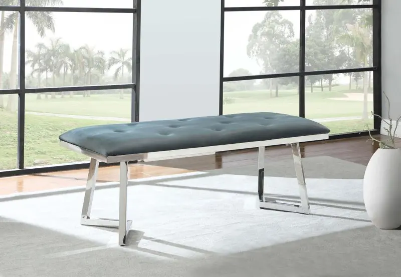 Beaufort Steel-Grey Velvet Dining Bench