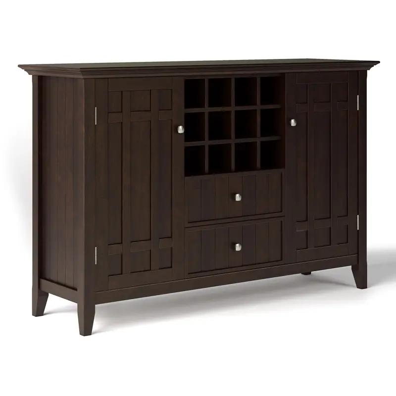 Bedford Sideboard Buffet with Integrated Wine Rack in Dark Chestnut Brown