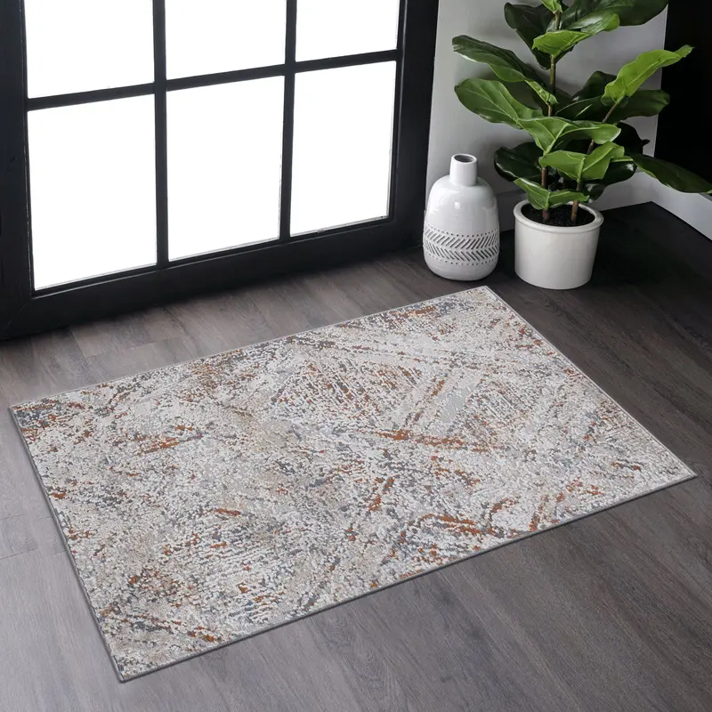 Beige Geometric Area Rug (2′ x 3′) – Payas Modern Accent