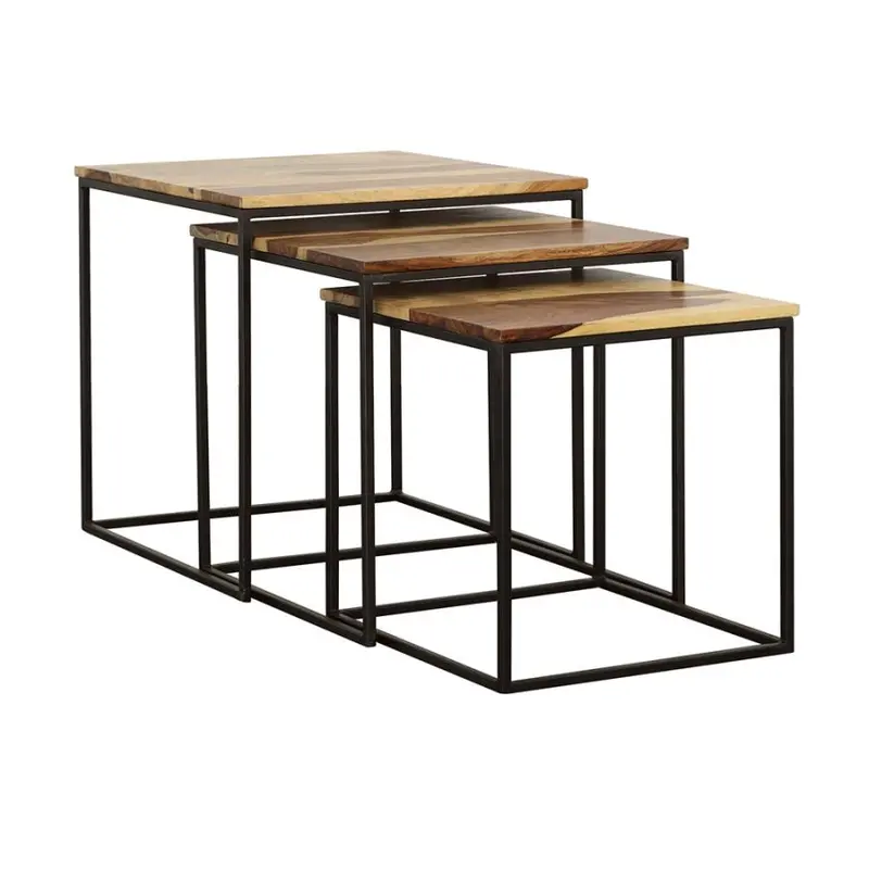 Belcourt Natural and Black Square Nesting Table Set