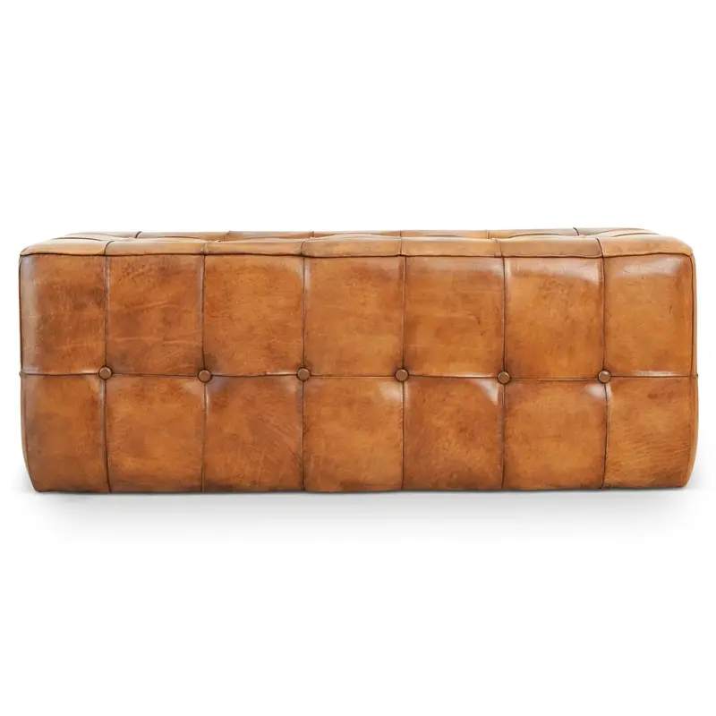 Benjiro Tan Faux Leather Bench with Clean Lines