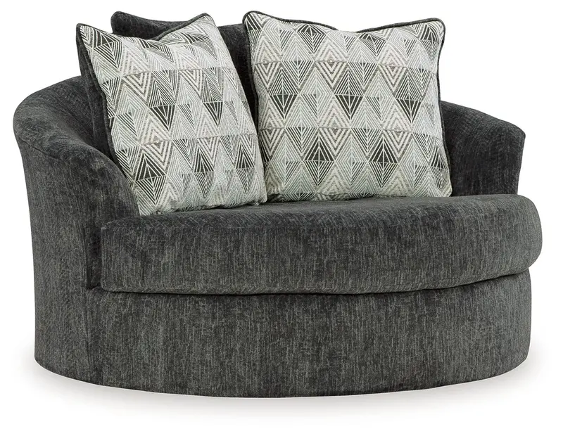 Biddeford Oversized Swivel Accent Chair – Shadow Gray Fabric