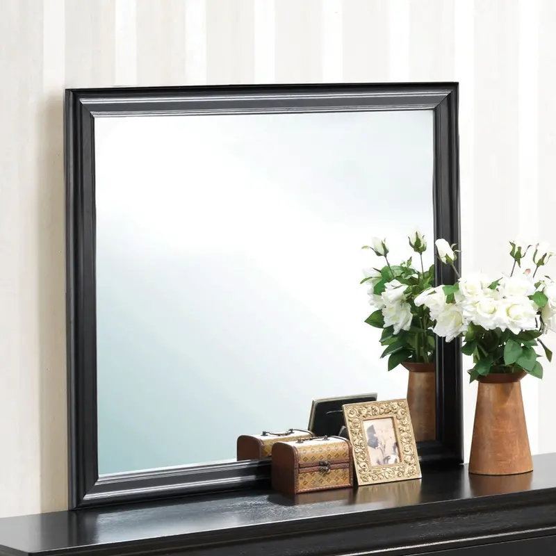 Black Framed Wall Mirror with Refined Silhouette