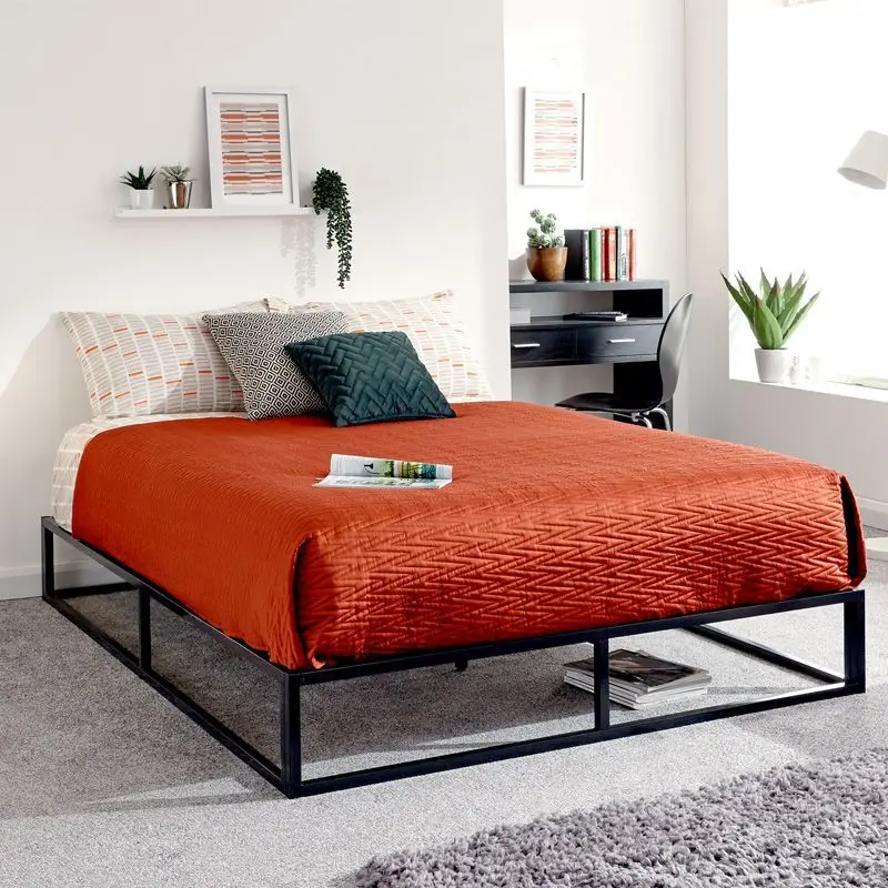 Black Metal Platform Double Bed Frame (4 ft x 6 ft)