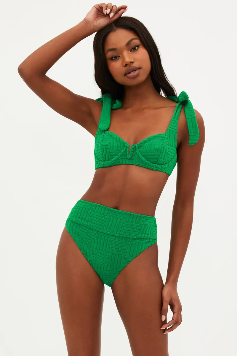 Blair Jelly Bean Green Terry Cropped Top