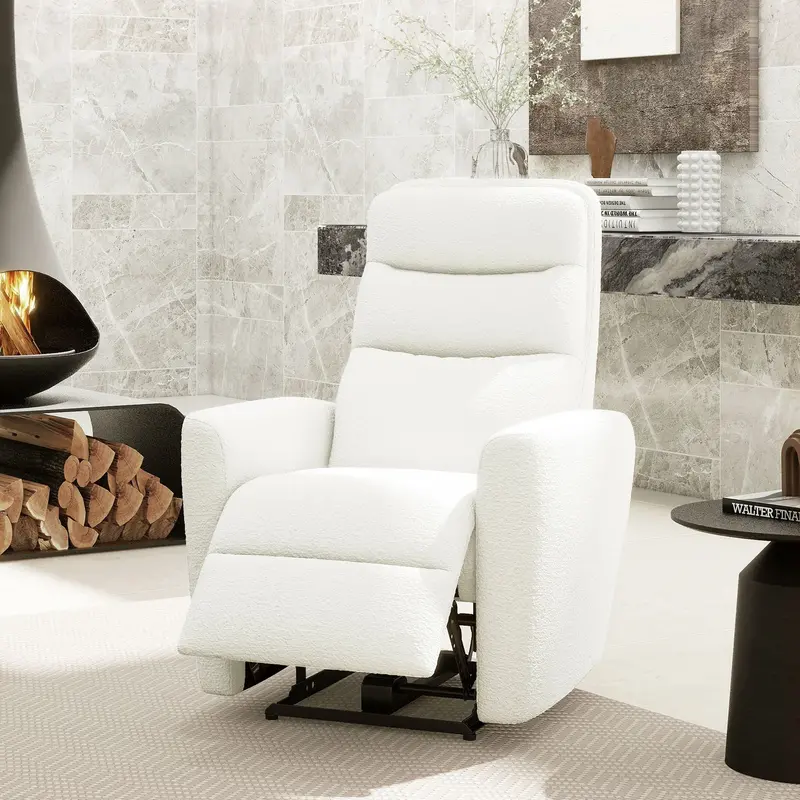 Bloomy Power Recliner Chair – High-Back Chiffon White Motion Seater