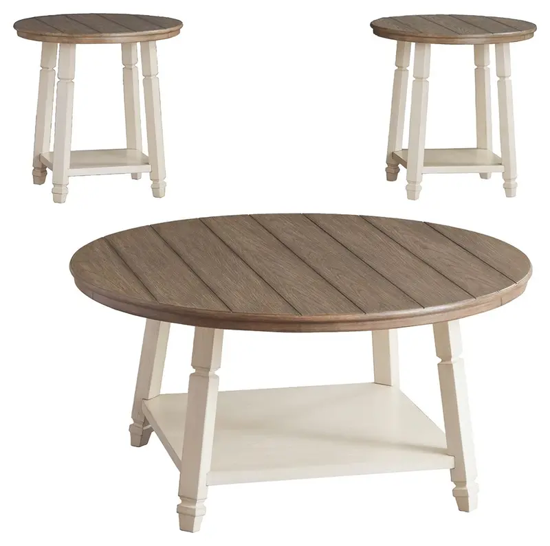 Bolanbrook Three-Piece Occasional Table Set (White, Brown, Beige)