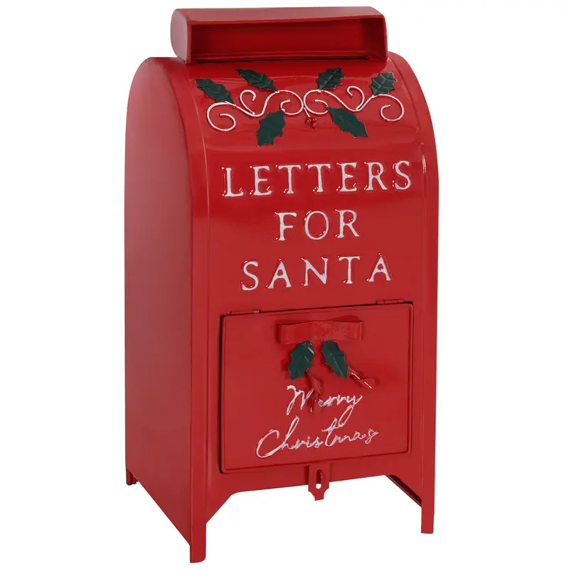 Bold Red Postal Box Christmas Decoration – 47cm Freestanding Holiday Prop