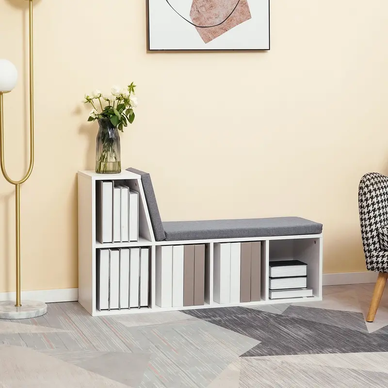 Bookcase with Integrated Padded Reading Nook