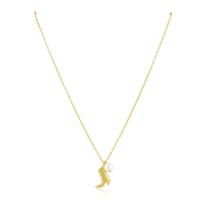 Boot & Pearl Layered Necklace