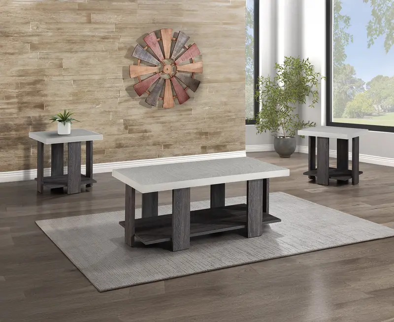 Boris Minimalist Three-Piece Cocktail Table Set