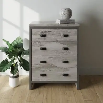 Boston Chest of Drawers – Dark Grey Four-Drawer Bedroom Storage Unit