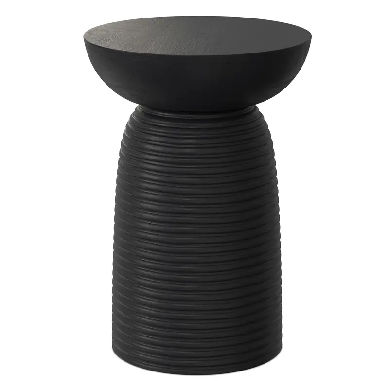 Boyd Ribbed Surface Accent Table – Matte Black Finish
