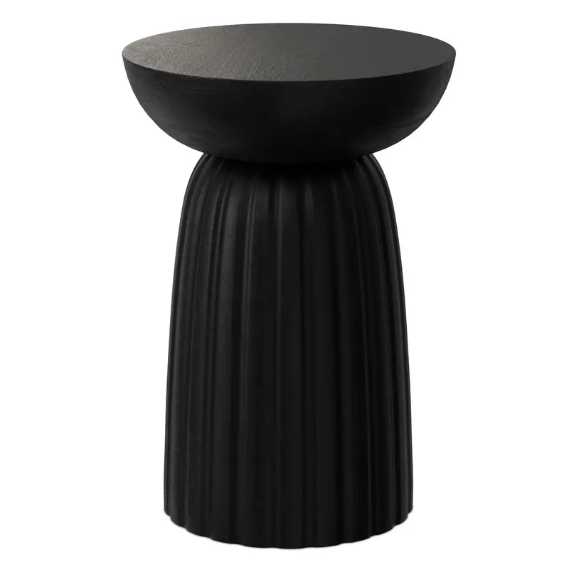 Boyd Stripe-Textured Accent Table – Sleek Black Design