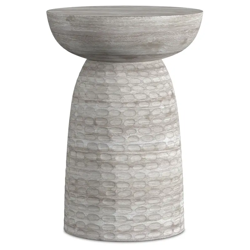 Boyd Whitewashed Accent Table – Light Wood-Finished Side Table