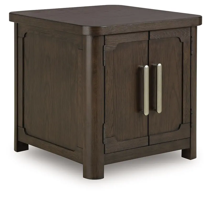 Breckington Two-Door Rectangular End Table – Rich Dark Brown