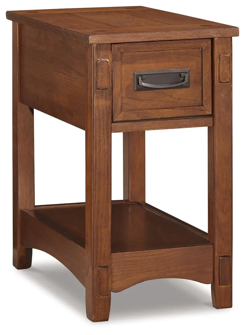 Breegin Brown Side End Table with Single Drawer – Compact Accent Piece