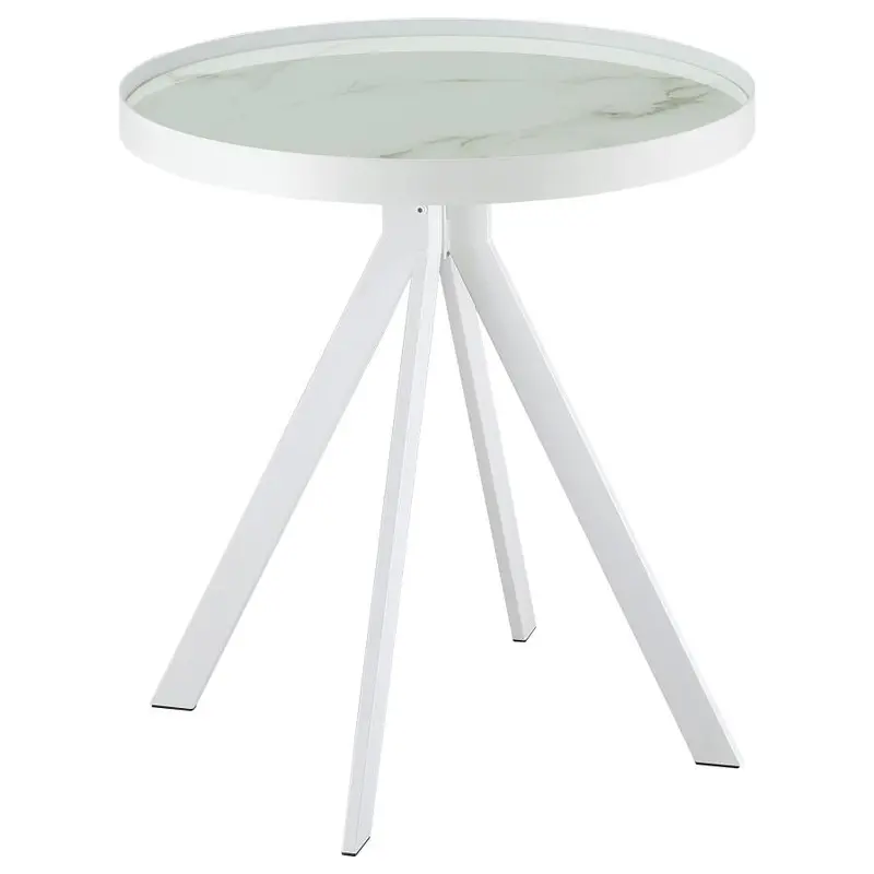 Briggs Round End Table with Marble-Effect Glass Top