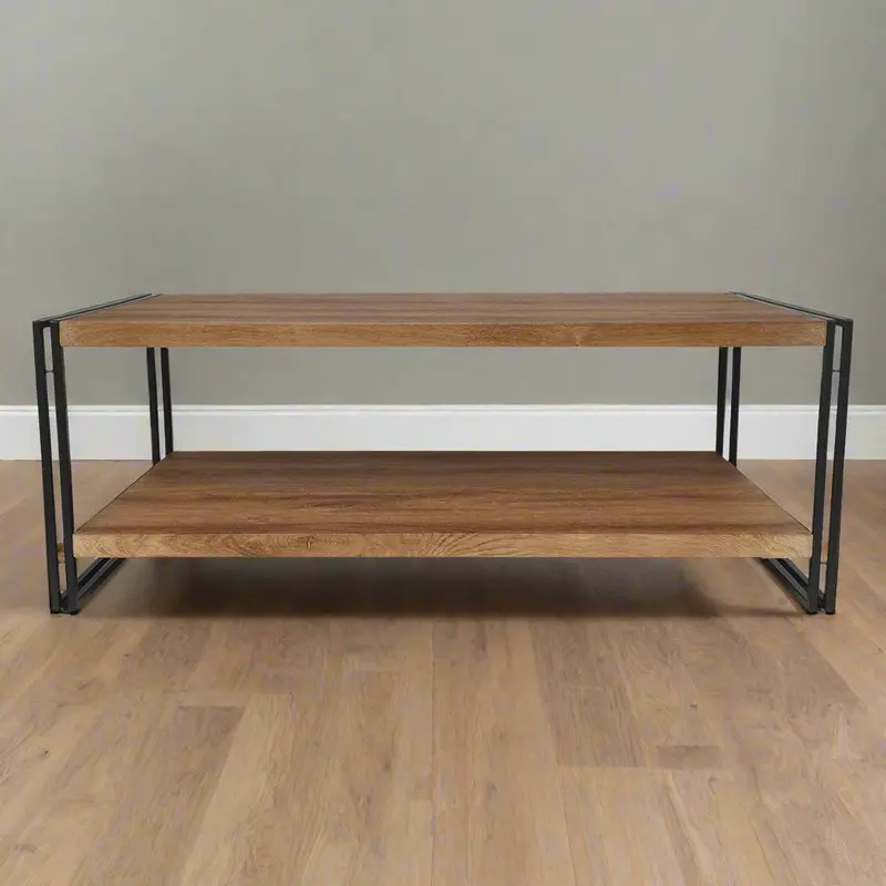 Brooklyn Two-Tone Coffee Table in Black and Brown with Lower Shelf