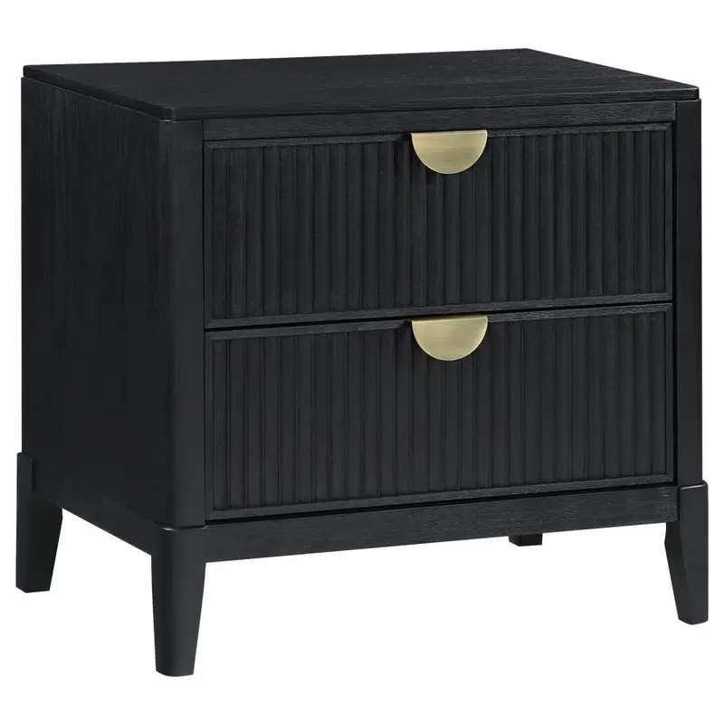 Brookmead Two-Drawer Nightstand in Sleek Black