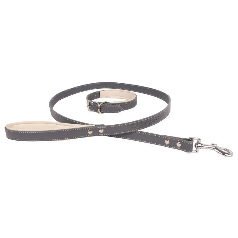 Brown Faux Leather Dog Collar & Lead Set – Medium Size by Banbury