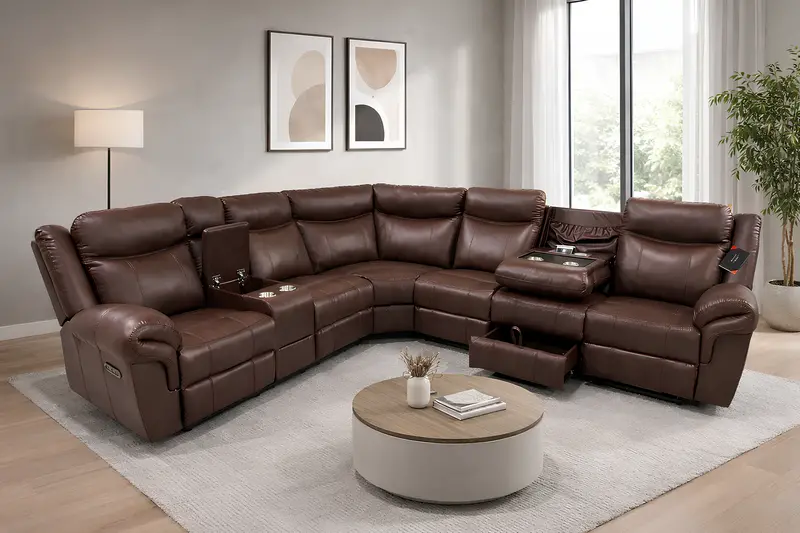 Brown Modern Power Reclining Sectional – Fully Loaded with Tech Features