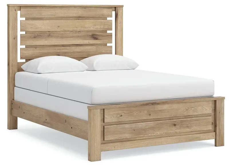 Brozmont Queen-Sized Upholstered Panel Bed in Tan