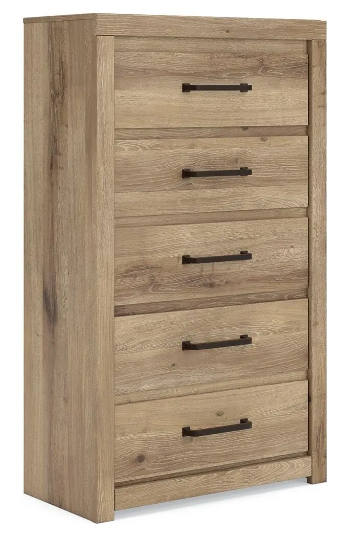 Brozmont Tan 5-Drawer Chest of Drawers