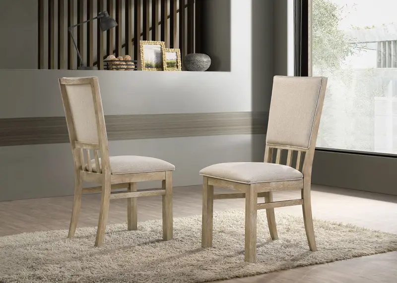 Brutus Wide Solid Wood Dining Chairs – Set of 2 in Reclaimed Wheat