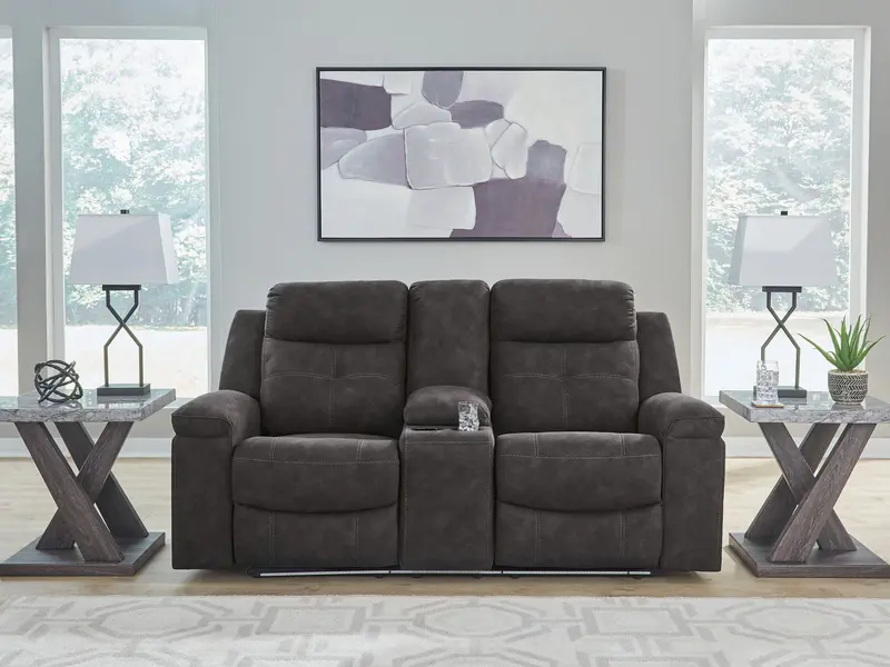 Brysonview Double Reclining Loveseat with Center Console – Charcoal
