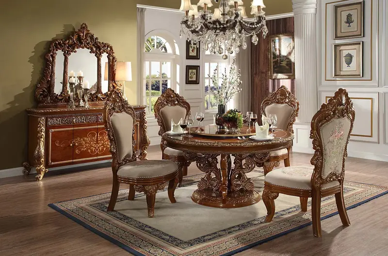 Buffet Cabinet with Wall-Mounted Mirror – Transitional Dining Storage