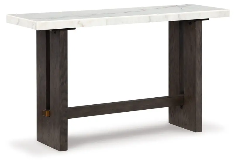 Burkhaus Narrow Sofa Table – Dual-Tone White and Dark Brown Finish