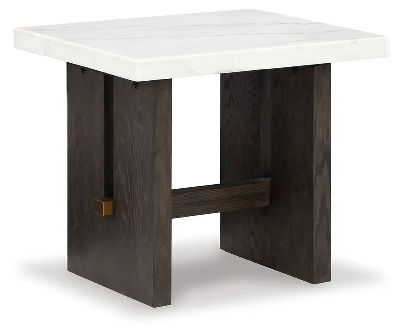 Burkhaus Rectangular End Table – Contrasting White and Dark Brown Legs
