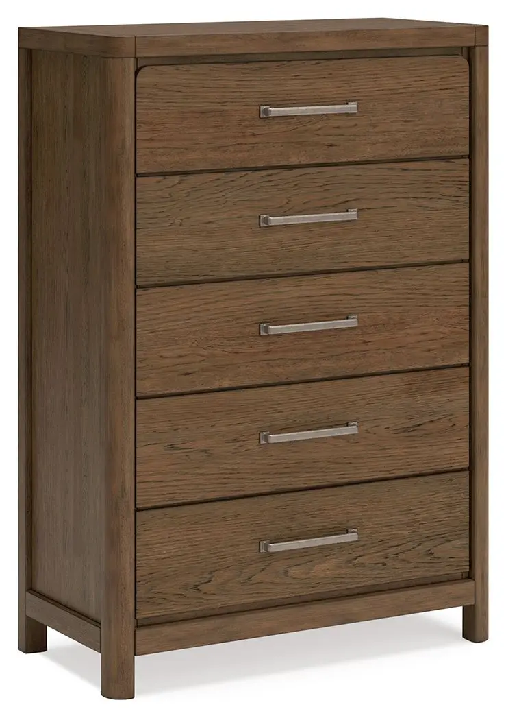 Cabalynn Five-Drawer Chest in Soft Light Brown Finish