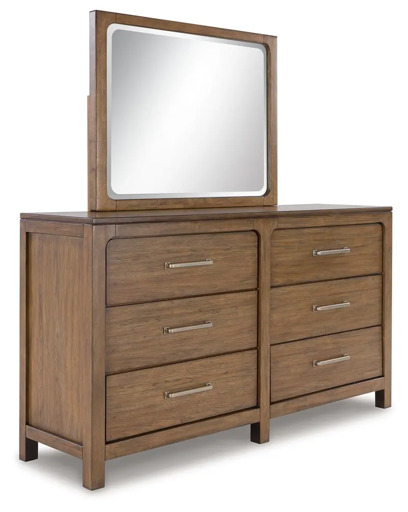 Cabalynn Light Brown Dresser and Mirror Set – Rustic Elegance