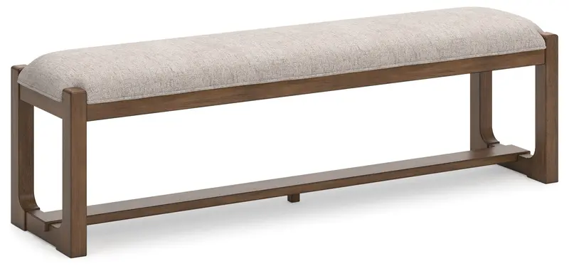 Cabalynn Oatmeal and Light Brown Upholstered Dining Bench