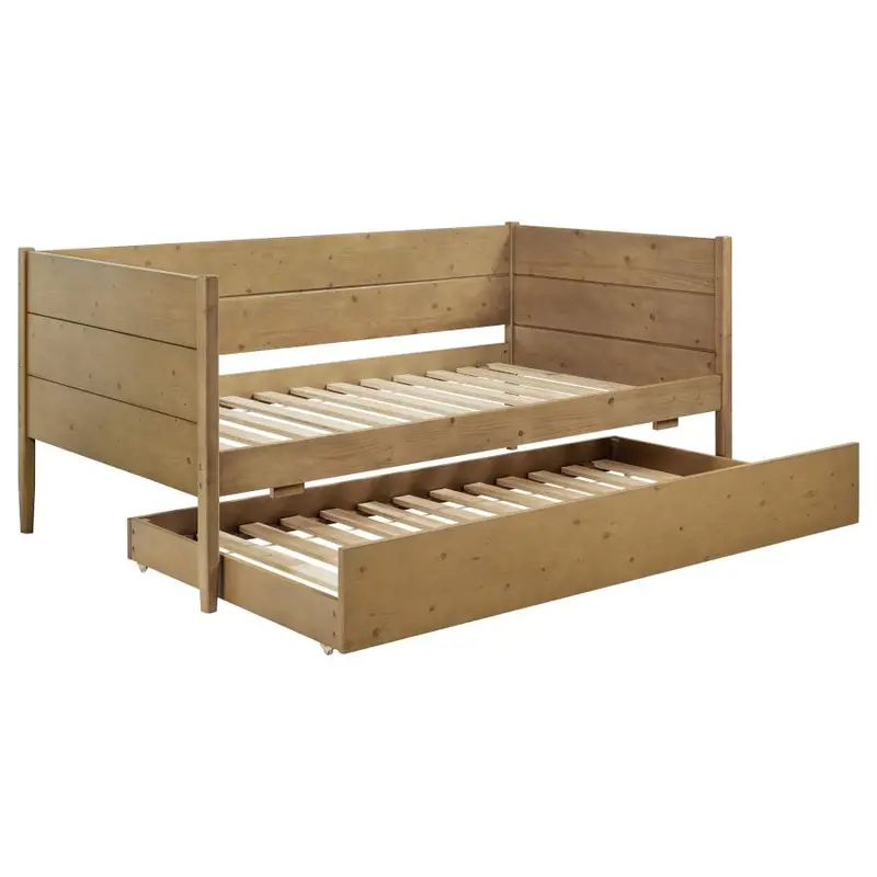 Calinda Twin Daybed with Trundle – Natural Wood, Space-Saving Design
