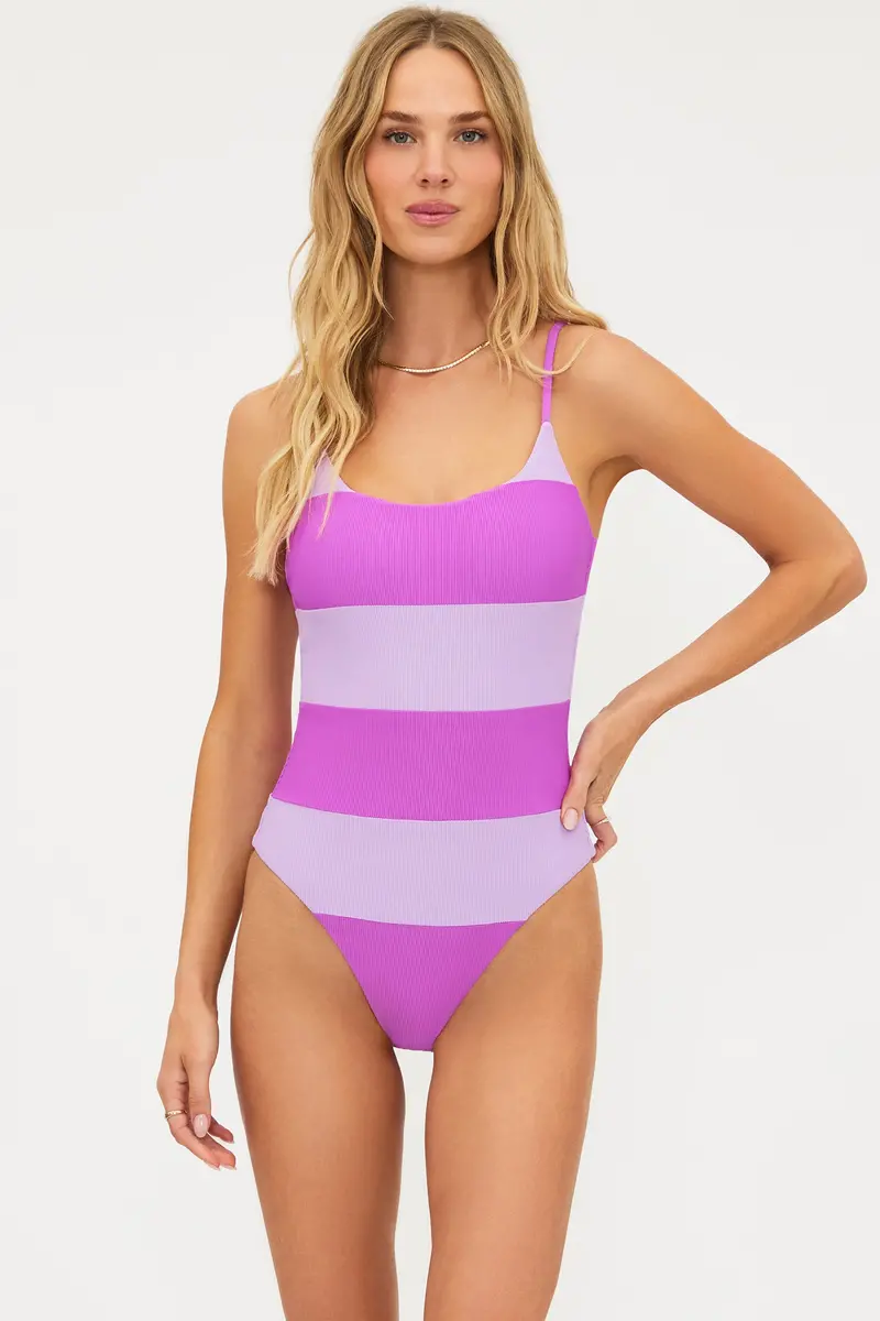 Calista Lavender Violet Colorblock One-Piece