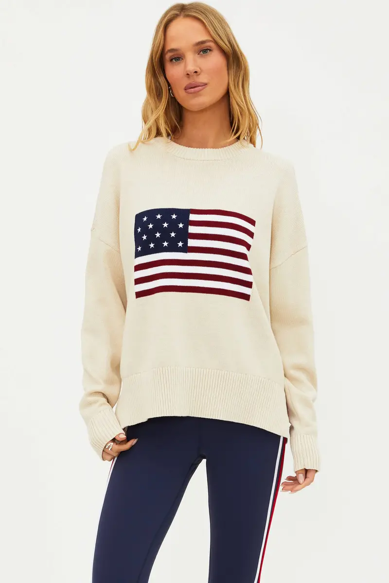Callie Americana Ivory Textured Knit Sweater